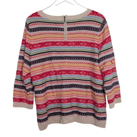 Talbots Fair Isle Sweater Womens Petite Size 2X Beige Colorful Lambswool Blend - Picture 6 of 12